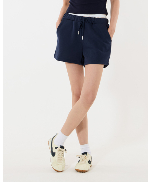 MOAA(モア)の「レースレイヤードスウェットショーツ(その他パンツ・レディース・ネイビー・SMALL/MEDIUM)」の2枚目の写真