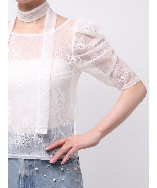 MERCURYDUO(マーキュリーデュオ)の「レーストップス(Tシャツ/カットソー・レディース・ブラック/オフホワイト・FREE)」の12枚目の写真