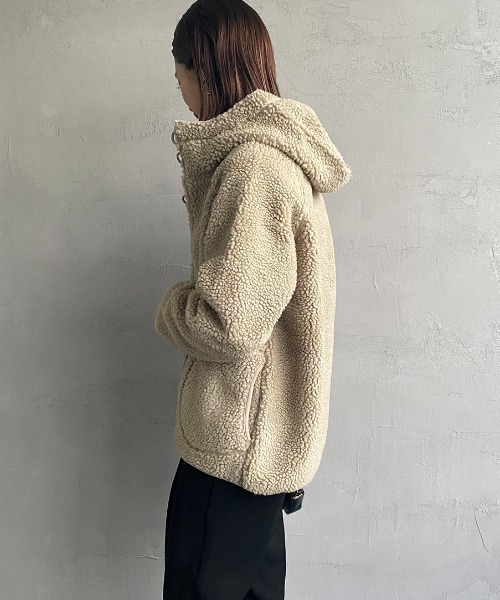 GYMPHLEX（ジムフレックス）の「【WEB先行予約】[GYMPHLEX/ジムフレックス] ボアフードジャケット(WEB限定)（ブルゾン・レディース・ネイビー/グレイッシュベージュ/オフホワイト・L/M）」の14枚目の写真