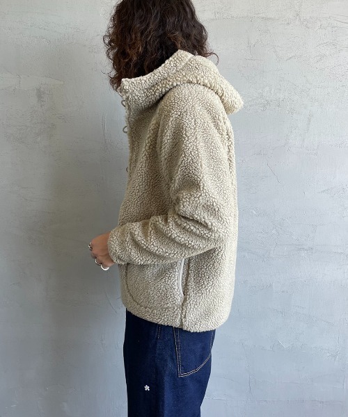 GYMPHLEX（ジムフレックス）の「【WEB先行予約】[GYMPHLEX/ジムフレックス] ボアフードジャケット(WEB限定)（ブルゾン・レディース・ネイビー/グレイッシュベージュ/オフホワイト・L/M）」の11枚目の写真