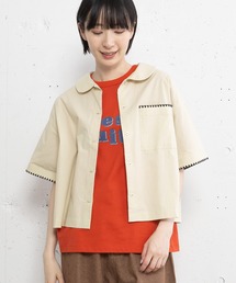 POU DOU DOU（プードゥドゥ）の「はまぐりステッチ丸衿クロップドシャツ（シャツ/ブラウス）」