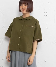 POU DOU DOU（プードゥドゥ）の「はまぐりステッチ丸衿クロップドシャツ（シャツ/ブラウス）」