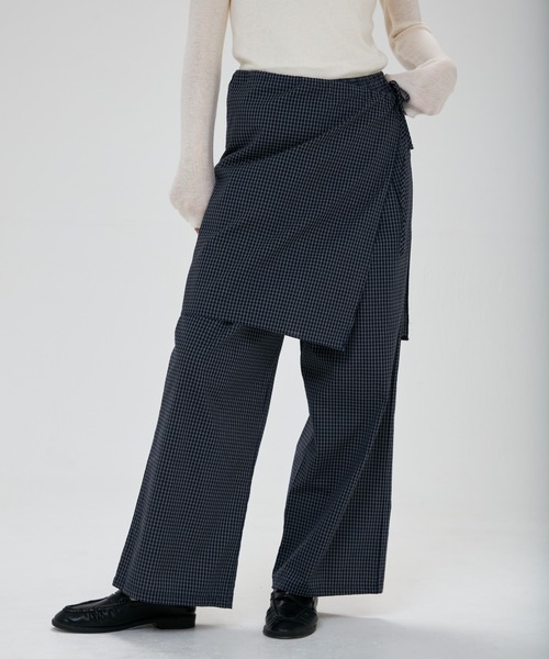 full/fill.(フルフィル)の「check layered pants / チェックレイヤードパンツ(その他パンツ・レディース・ネイビー/カーキ・FREE)」の1枚目の写真
