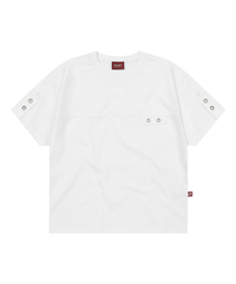 Eyelet Tab-Detail Crop T-shirts White
