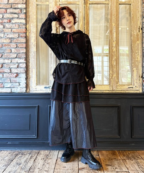 DOUBLE NAME(ダブルネーム)の「マルチWAY レースドッキングスカート(スカート・レディース・ベージュ/ブラック・FREE)」の15枚目の写真