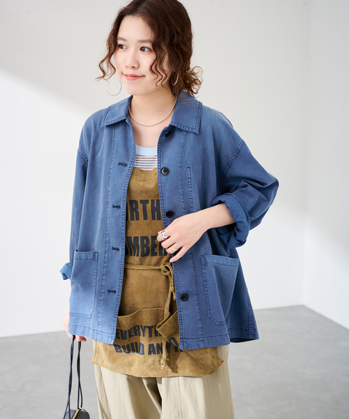 FRAMeWORK(フレームワーク)の「GARMENT DYED カバーオール(カバーオール・レディース・グリーン/サックスブルー・FREE)」の2枚目の写真