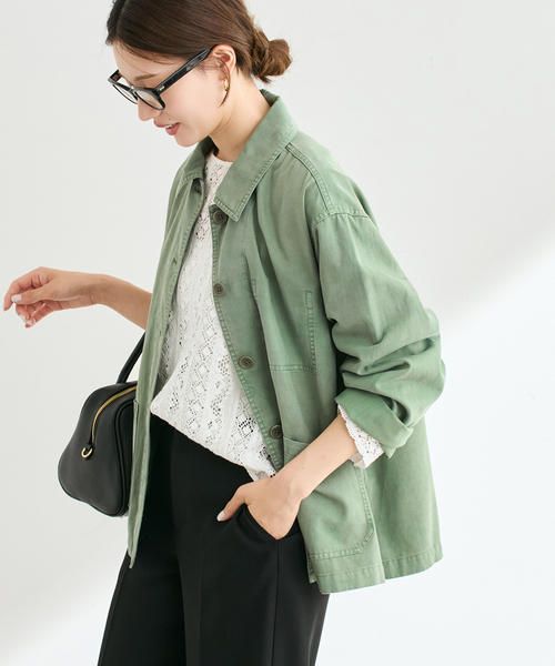FRAMeWORK(フレームワーク)の「GARMENT DYED カバーオール(カバーオール・レディース・グリーン/サックスブルー・FREE)」の1枚目の写真