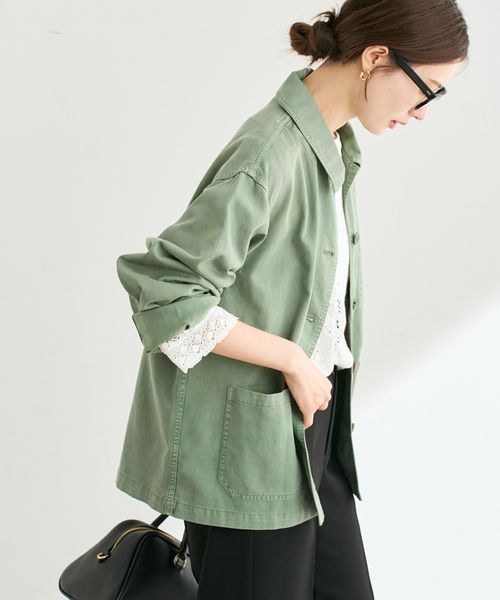 FRAMeWORK(フレームワーク)の「GARMENT DYED カバーオール(カバーオール・レディース・グリーン/サックスブルー・FREE)」の7枚目の写真