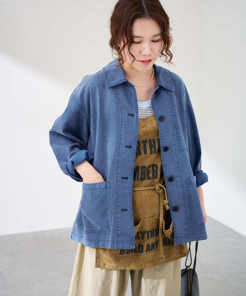 FRAMeWORK(フレームワーク)の「GARMENT DYED カバーオール(カバーオール・レディース・グリーン/サックスブルー・FREE)」の13枚目の写真