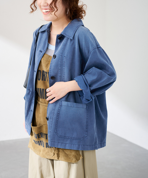 FRAMeWORK(フレームワーク)の「GARMENT DYED カバーオール(カバーオール・レディース・グリーン/サックスブルー・FREE)」の14枚目の写真