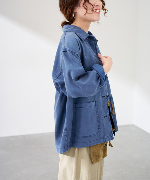 FRAMeWORK(フレームワーク)の「GARMENT DYED カバーオール(カバーオール・レディース・グリーン/サックスブルー・FREE)」の15枚目の写真