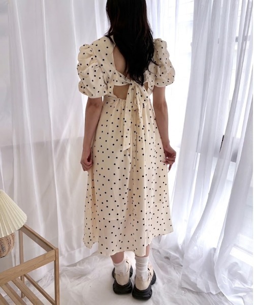 merrylatte（メリーラテ）の「ドットバックオープンワンピース（ワンピース・レディース・アイボリー・MEDIUM）」の9枚目の写真
