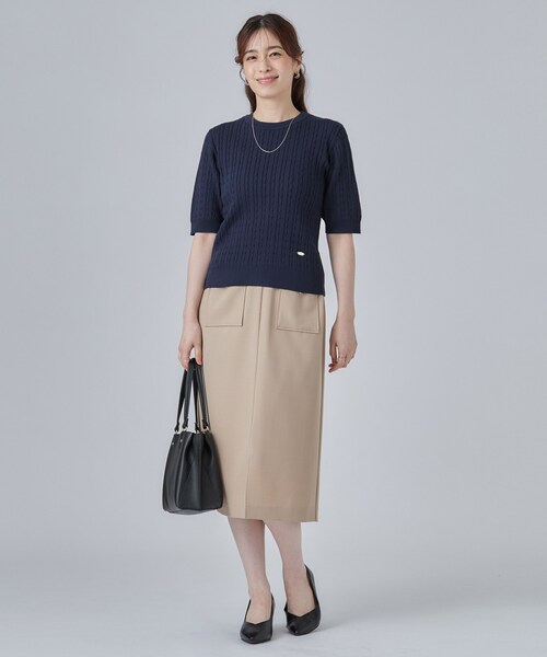 SHOO・LA・RUE(シューラルー)の「【洗濯機可/S-LL】上品見え ミニケーブルニット(ニット/セーター・レディース・ネイビー/ボルドー/グレー・02/01/04/03)」の16枚目の写真