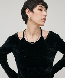 【LARUTA】［Web限定］ベロアレイヤードホルターネックプルオーバー