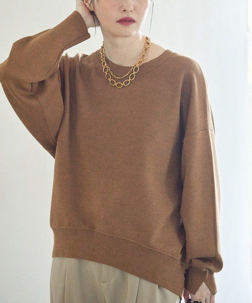 journal standard L'essage(ジャーナルスタンダードレサージュ)の「《/手洗い可》接結クループルオーバー(ニット/セーター・レディース・チャコールグレー/ブラック系その他/キャメル・FREE)」の3枚目の写真