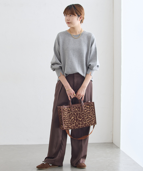 journal standard L'essage(ジャーナルスタンダードレサージュ)の「《/手洗い可》接結クループルオーバー(ニット/セーター・レディース・チャコールグレー/ブラック系その他/キャメル・FREE)」の12枚目の写真