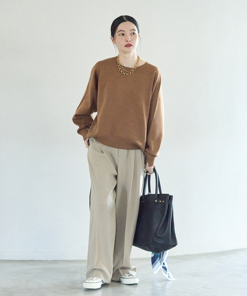 journal standard L'essage(ジャーナルスタンダードレサージュ)の「《/手洗い可》接結クループルオーバー(ニット/セーター・レディース・チャコールグレー/ブラック系その他/キャメル・FREE)」の13枚目の写真