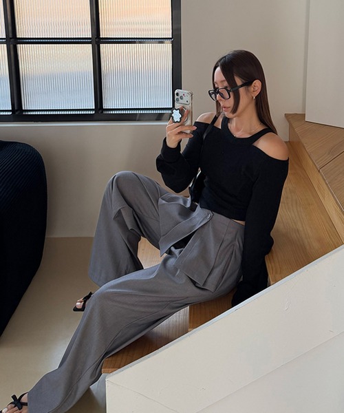 Girly Doll（ガーリードール）の「フェイクツーピースプリーツスカートパンツ（その他パンツ・レディース・グレー/ブラック・M/L）」の15枚目の写真