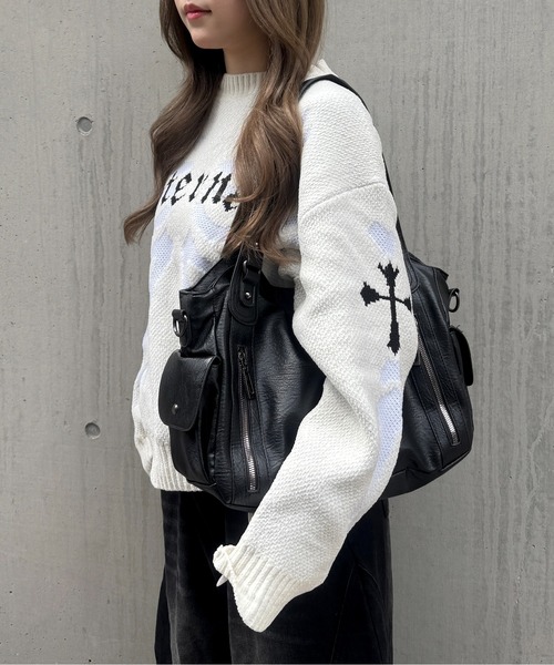 lilful(リルフル)の「モールジャガード ボーンモチーフニット プルオーバー(ニット/セーター・メンズ・ブラック/アイボリー・L/M)」の9枚目の写真