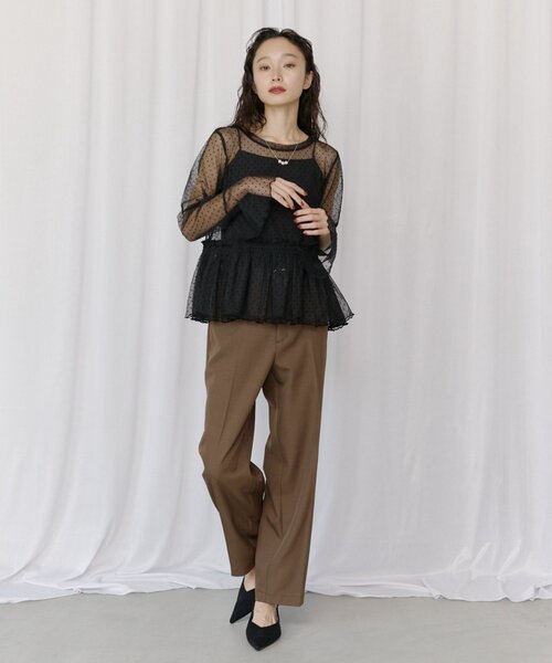COLONY 2139(コロニートゥーワンスリーナイン)の「【オケージョン】ドットペプラムチュールTシャツ(Tシャツ/カットソー・レディース・ブラック/ホワイト・FREE)」の7枚目の写真