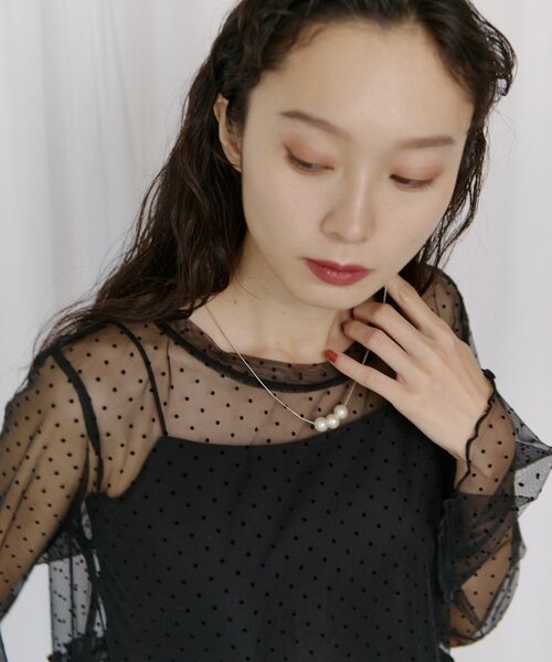 COLONY 2139(コロニートゥーワンスリーナイン)の「【オケージョン】ドットペプラムチュールTシャツ(Tシャツ/カットソー・レディース・ブラック/ホワイト・FREE)」の11枚目の写真
