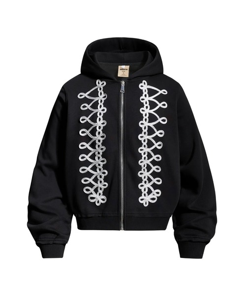 mushwear(マッシュウェア)の「【セットアップ対応】コードデザインジップアップパーカー(パーカー・メンズ・グレー/ブラック・SMALL/X-LARGE/LARGE/MEDIUM)」の8枚目の写真