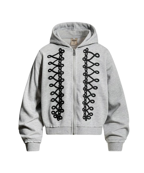 mushwear(マッシュウェア)の「【セットアップ対応】コードデザインジップアップパーカー(パーカー・メンズ・グレー/ブラック・SMALL/X-LARGE/LARGE/MEDIUM)」の9枚目の写真