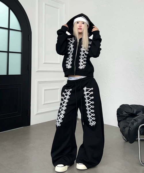 mushwear(マッシュウェア)の「【セットアップ対応】コードデザインジップアップパーカー(パーカー・メンズ・グレー/ブラック・SMALL/X-LARGE/LARGE/MEDIUM)」の6枚目の写真