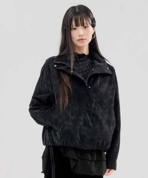 CHASECULT(チェイスカルト)の「レディース ベルベットライク ジャンパー - FERG4162B03(ブルゾン・レディース・ブラック・90/85)」の3枚目の写真