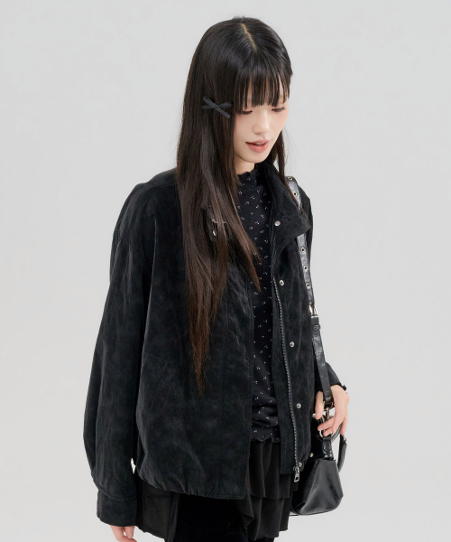 CHASECULT(チェイスカルト)の「レディース ベルベットライク ジャンパー - FERG4162B03(ブルゾン・レディース・ブラック・90/85)」の5枚目の写真