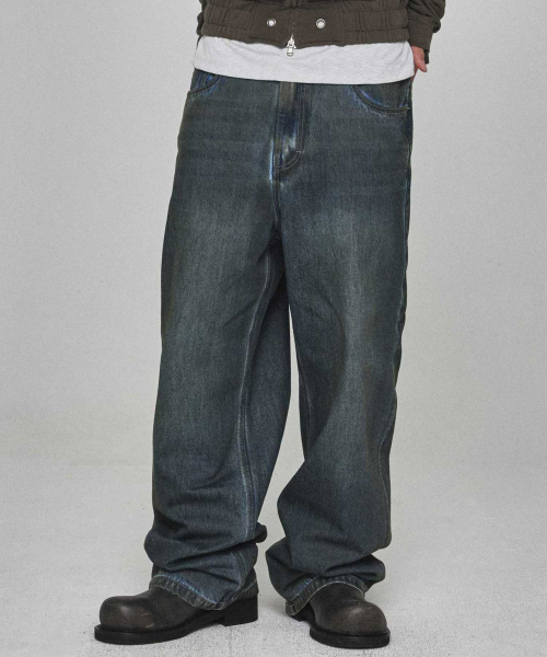 KICHUL(キチョル)の「Grease ワイドデニムパンツ (ダーティインディゴ)(デニムパンツ・レディース・その他・SMALL/MEDIUM/LARGE)」の2枚目の写真