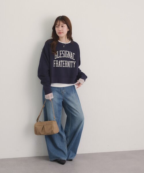 DISCOAT(ディスコート)の「アソート袖切替ロングスリーブTシャツ(Tシャツ/カットソー・レディース・ホワイト/ブラック系その他/オフホワイト/ブラック・FREE)」の6枚目の写真
