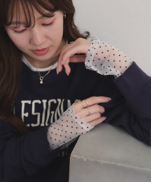 DISCOAT(ディスコート)の「アソート袖切替ロングスリーブTシャツ(Tシャツ/カットソー・レディース・ホワイト/ブラック系その他/オフホワイト/ブラック・FREE)」の9枚目の写真
