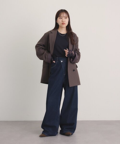 DISCOAT(ディスコート)の「アソート袖切替ロングスリーブTシャツ(Tシャツ/カットソー・レディース・ホワイト/ブラック系その他/オフホワイト/ブラック・FREE)」の14枚目の写真