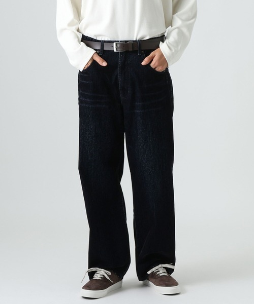 BAYFLOW(ベイフロー)の「フロッキーデニムパンツ(その他パンツ・メンズ・ネイビー/ブラウン・LARGE/MEDIUM)」の1枚目の写真
