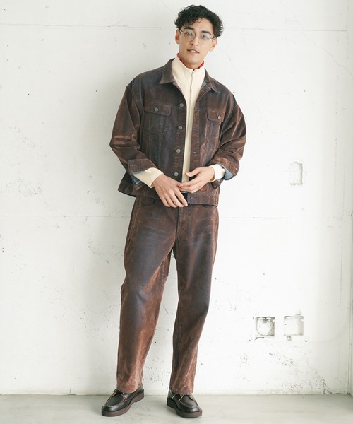 BAYFLOW(ベイフロー)の「フロッキーデニムパンツ(その他パンツ・メンズ・ネイビー/ブラウン・LARGE/MEDIUM)」の3枚目の写真