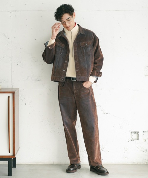 BAYFLOW(ベイフロー)の「フロッキーデニムパンツ(その他パンツ・メンズ・ネイビー/ブラウン・LARGE/MEDIUM)」の4枚目の写真