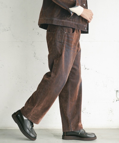 BAYFLOW(ベイフロー)の「フロッキーデニムパンツ(その他パンツ・メンズ・ネイビー/ブラウン・LARGE/MEDIUM)」の6枚目の写真