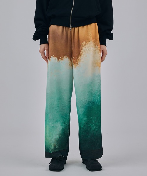 NON TOKYO(ノントーキョー)の「PRINT RIB WIDE PANTS(その他パンツ・レディース・ブルー系/グリーン系・FREE)」の1枚目の写真
