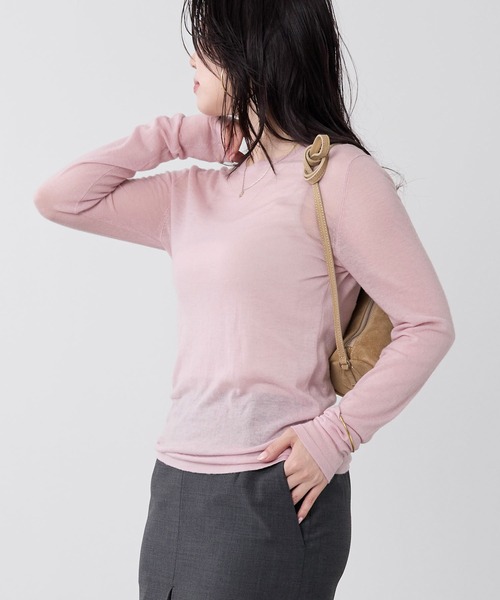 MICA&DEAL(マイカ&ディール)の「セミシアーロングスリーブニットTシャツ(ニット/セーター・レディース・サックスブルー/ピンク/グレー・FREE)」の19枚目の写真