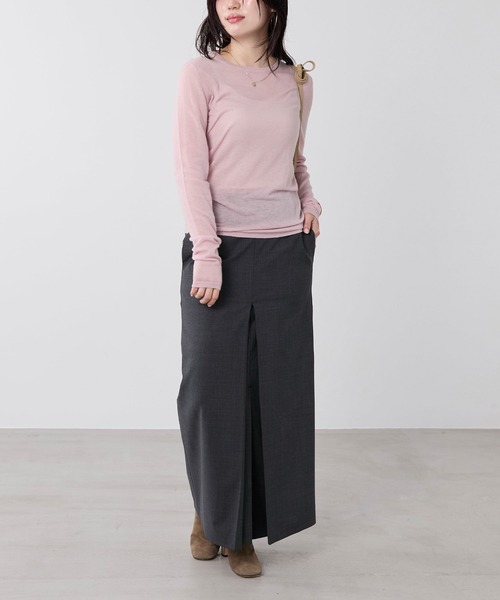 MICA&DEAL(マイカ&ディール)の「セミシアーロングスリーブニットTシャツ(ニット/セーター・レディース・サックスブルー/ピンク/グレー・FREE)」の21枚目の写真