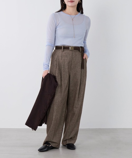 MICA&DEAL(マイカ&ディール)の「セミシアーロングスリーブニットTシャツ(ニット/セーター・レディース・サックスブルー/ピンク/グレー・FREE)」の9枚目の写真
