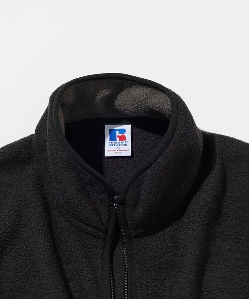 Russell Athletic（ラッセルアスレティック）の「RUSSELL ATHLETIC/ラッセルアスレティック 別注 ビックシルエット スタンドカラー 配色 ロゴ刺繍 フリース ジップブルゾン（ブルゾン・メンズ・ブラック/ネイビー/ブラウン/グレー・SMALL/MEDIUM/LARGE）」の6枚目の写真