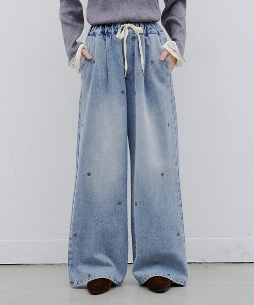 CIAOPANIC TYPY(チャオパニックティピー)の「∴フラワースタッズデイリーイージーデニム(デニムパンツ・レディース・ブルー/サックスブルー/ブラウン・MEDIUM/LARGE/SMALL)」の2枚目の写真
