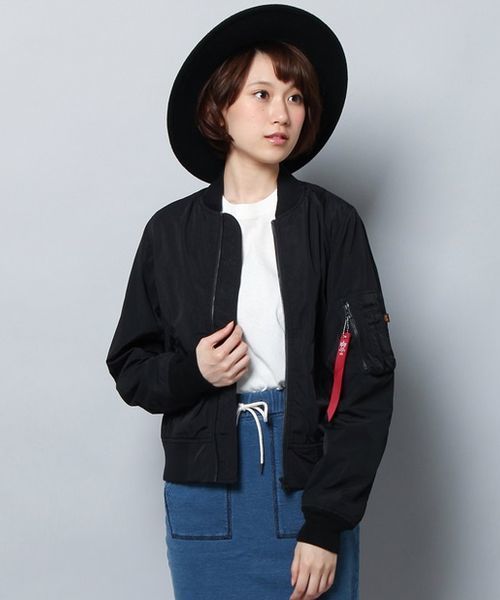 Alpha Industries（アルファインダストリーズ）の「【ALPHA】MA-1ライト（MA-1・レディース・ダークグレー/ブラック/オリーブ/ピンク/ダークブラウン・LARGE/MEDIUM）」の2枚目の写真