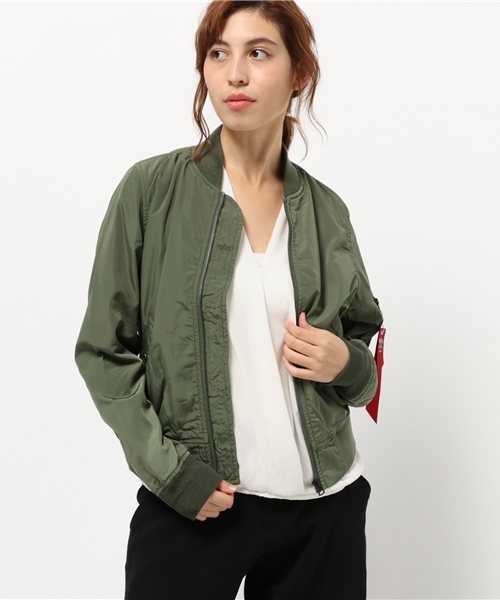 Alpha Industries（アルファインダストリーズ）の「【ALPHA】MA-1ライト（MA-1・レディース・ダークグレー/ブラック/オリーブ/ピンク/ダークブラウン・LARGE/MEDIUM）」の19枚目の写真