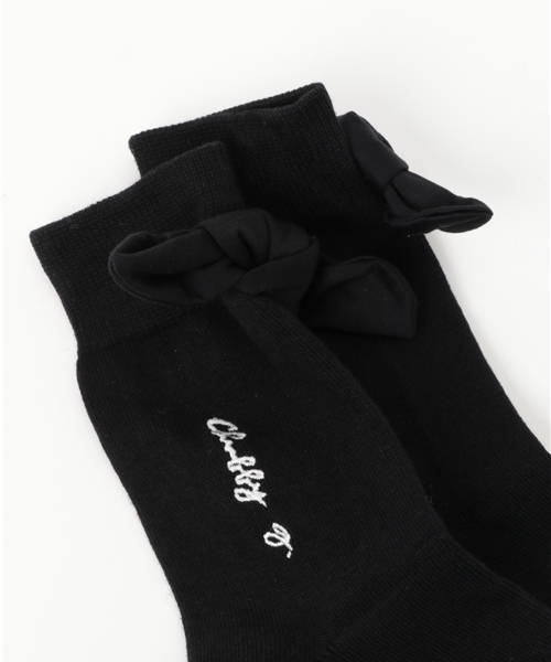 CHUBBYGANG（チャビーギャング）の「リボンノットクルーソックス（ソックス/靴下・キッズ・ブラック/ホワイト・22/19）」の3枚目の写真