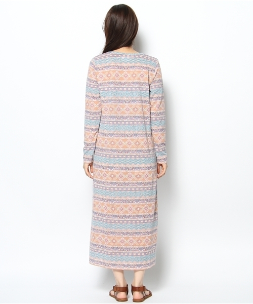 チチカカ（チチカカ）の「スクエアボーダーロングワンピース（ワンピース・レディース・グリーン/ベージュ/ピンク・FREE/MEDIUM/M2）」の6枚目の写真