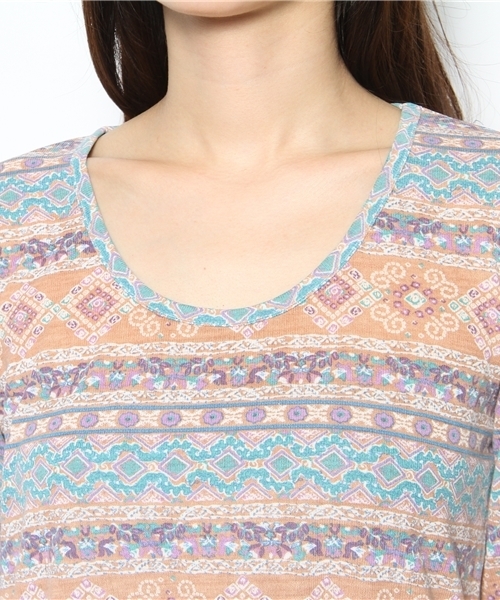 チチカカ（チチカカ）の「スクエアボーダーロングワンピース（ワンピース・レディース・グリーン/ベージュ/ピンク・FREE/MEDIUM/M2）」の7枚目の写真