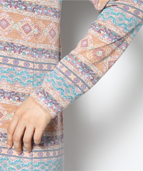 チチカカ（チチカカ）の「スクエアボーダーロングワンピース（ワンピース・レディース・グリーン/ベージュ/ピンク・FREE/MEDIUM/M2）」の8枚目の写真